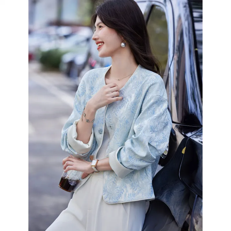 A Paradise For Awakening Cropped Coat Women's Blue-6