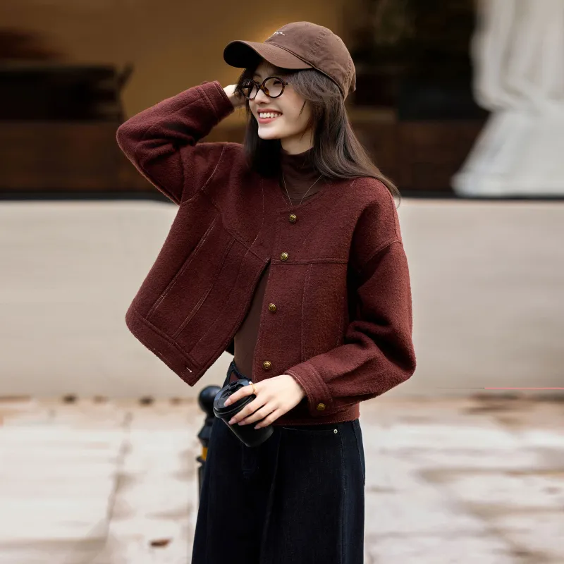 A Paradise For Awakening Coats Women's Burgundy-3