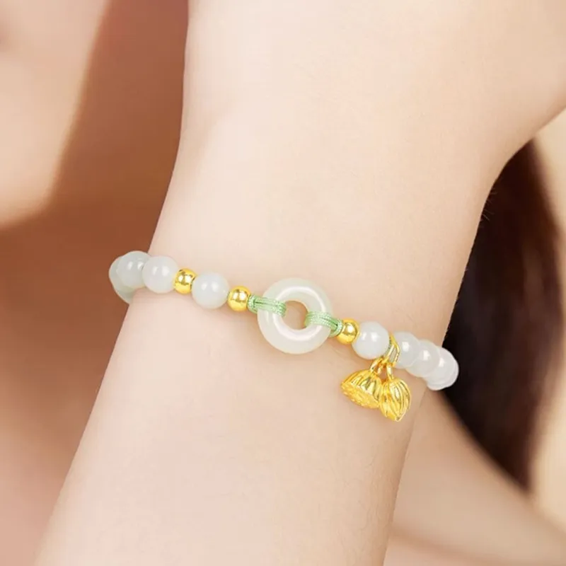 Love Jewelry Hetian Jade Bracelets Pale Greenish White Jade Unisex-1