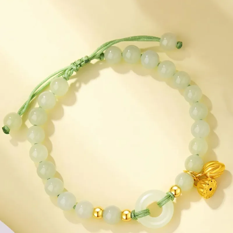 Love Jewelry Hetian Jade Bracelets Pale Greenish White Jade Unisex-3