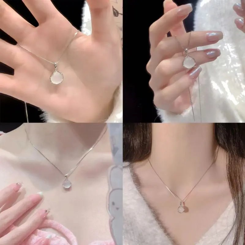 Love Jewelry Natural Chalcedony Jade Necklaces Women's-1