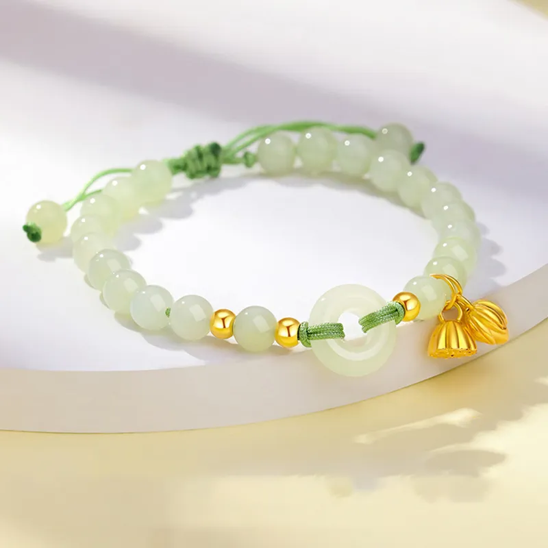 Love Jewelry Hetian Jade Bracelets Pale Greenish White Jade Unisex-4