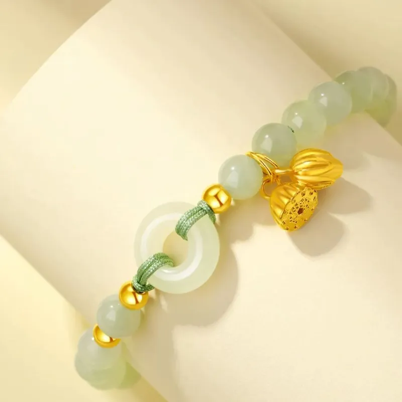 Love Jewelry Hetian Jade Bracelets Pale Greenish White Jade Unisex-2