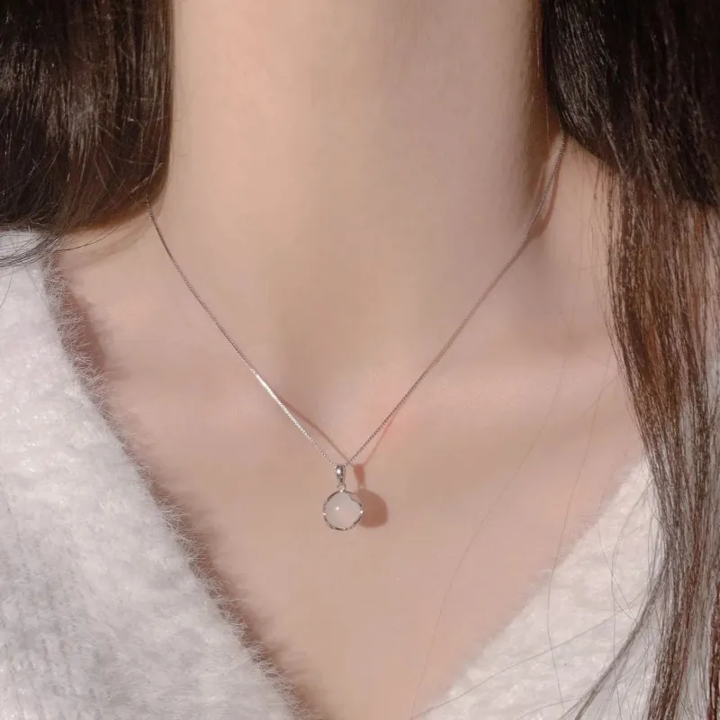 Love Jewelry Natural Chalcedony Jade Necklaces Women's-2