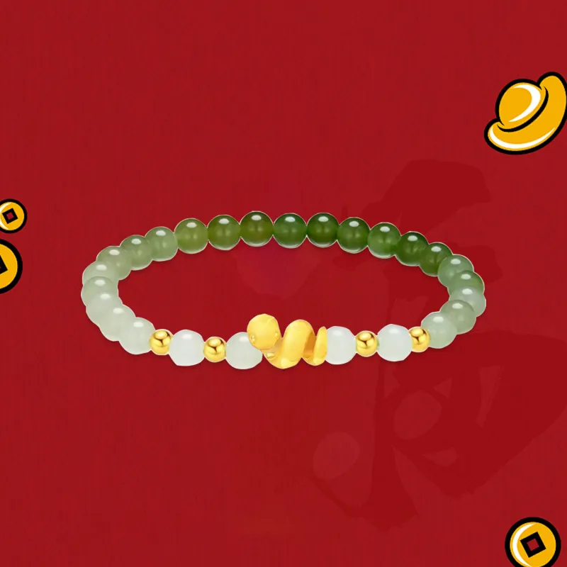 Love Jewelry Hetian Jade Bracelets Pale Greenish White Jade Unisex-2
