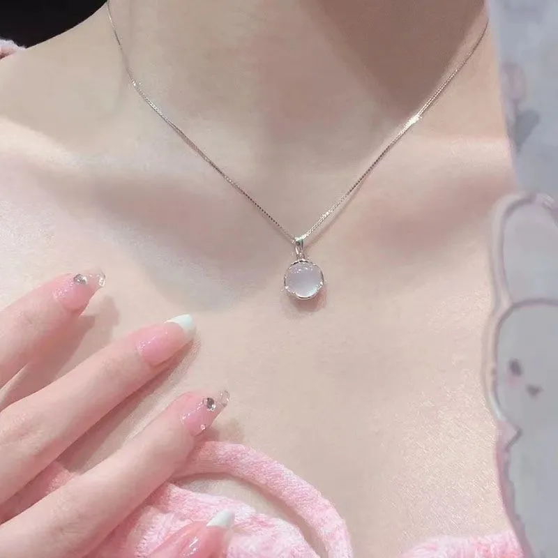 Love Jewelry Natural Chalcedony Jade Necklaces Women's-4