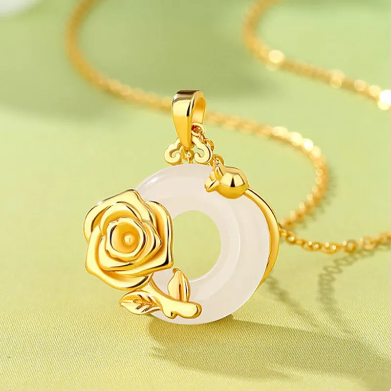 Love Jewelry Chalcedony Jade Necklaces Unisex-3