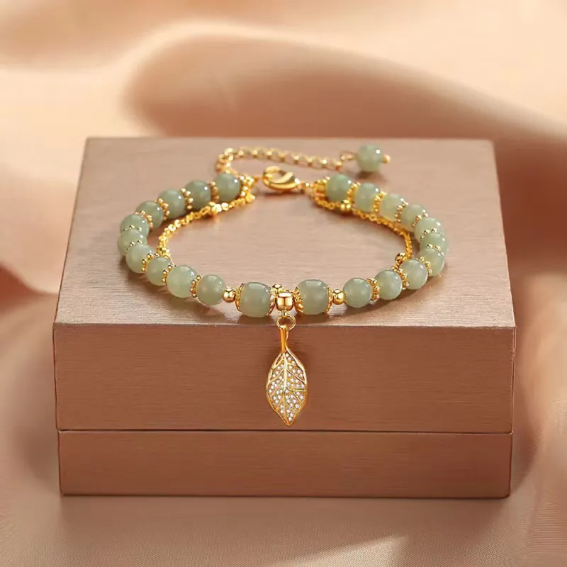 U＇VE Hetian Jade Bracelets Women's Pale Greenish White Jade-1