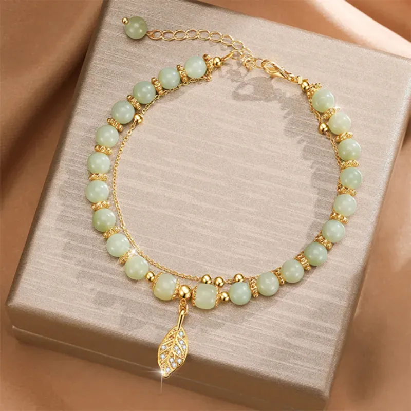 U＇VE Hetian Jade Bracelets Women's Pale Greenish White Jade-2
