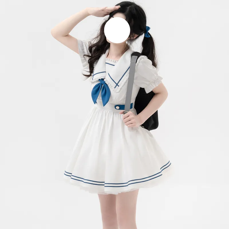 LALAJK Short Sleeved Dress Women's White-3