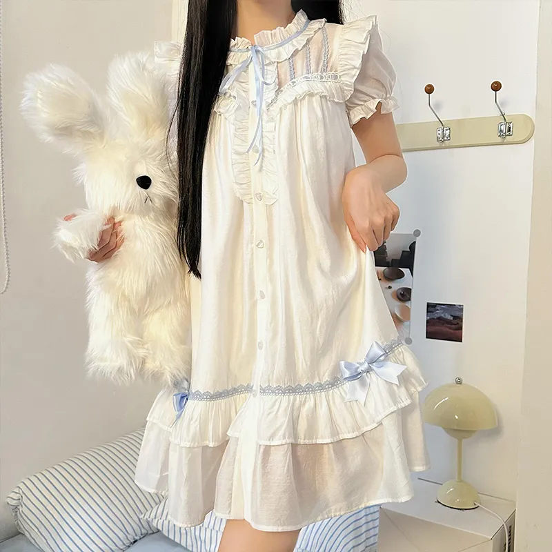 LALAJK Short Sleeved Dress Women's White-6