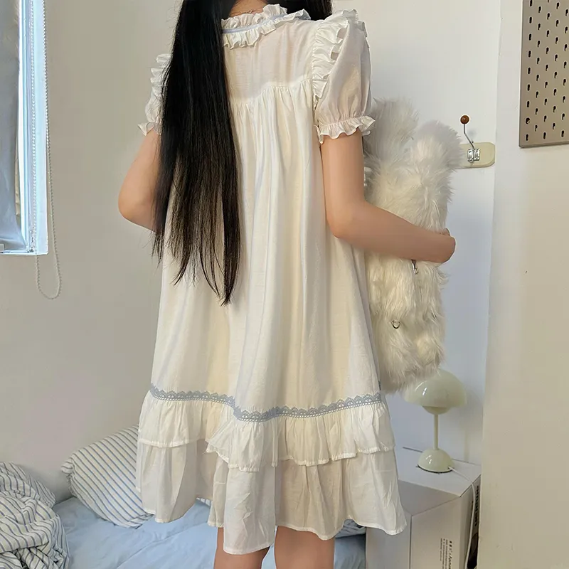 LALAJK Short Sleeved Dress Women's White-8