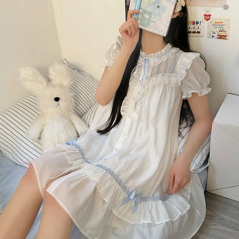 LALAJK Short Sleeved Dress Women's White-7