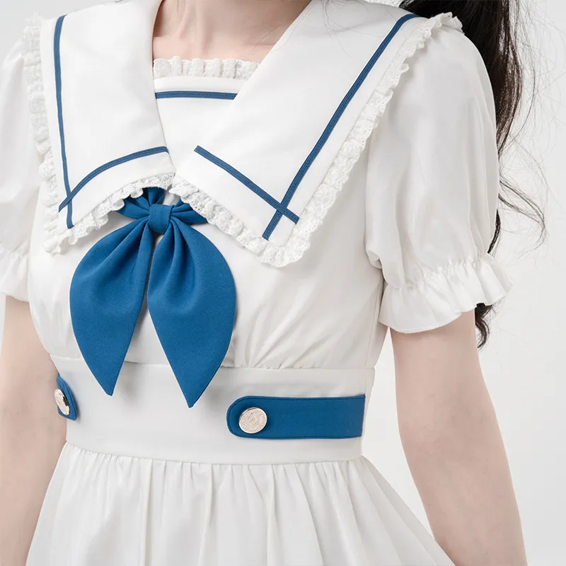 LALAJK Short Sleeved Dress Women's White-4
