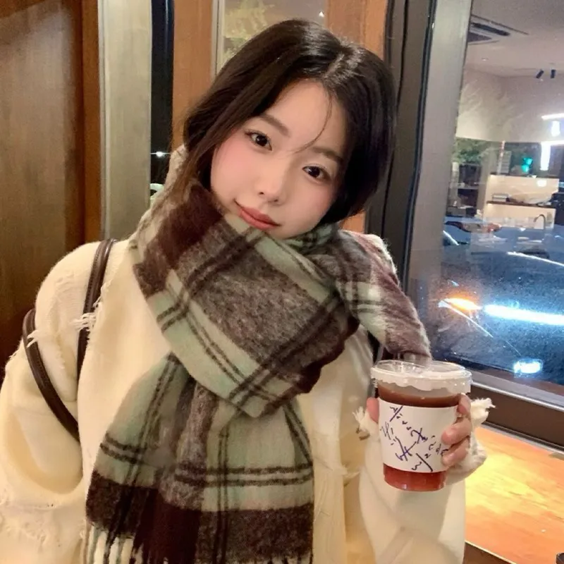 PEAK Polyester Knit Scarves Unisex Dark Green-5