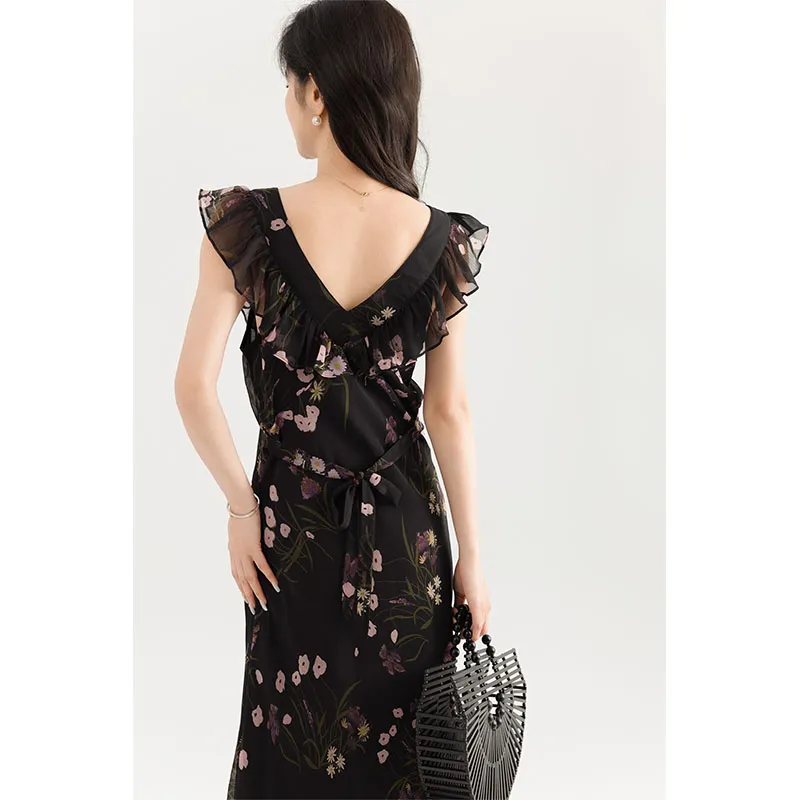 RUXU Sleeveless Dresses Women's Black Dress-6