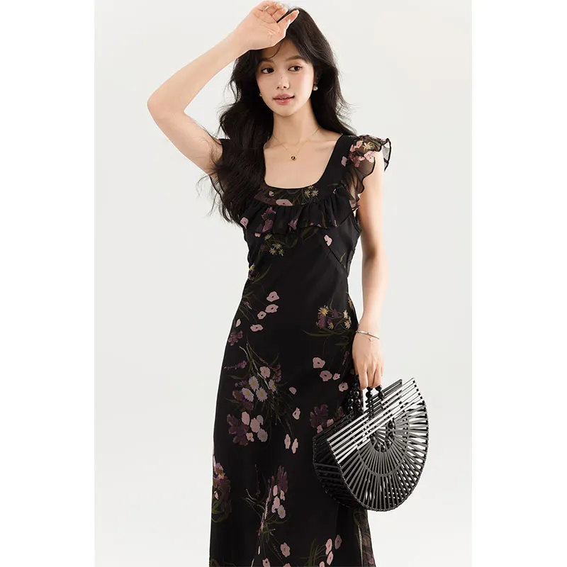 RUXU Sleeveless Dresses Women's Black Dress-5