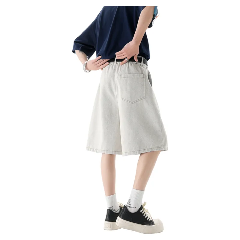 KSEK Denim Shorts Unisex White Heather Gray-2