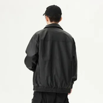 REFAMES Leather Jackets Unisex Black