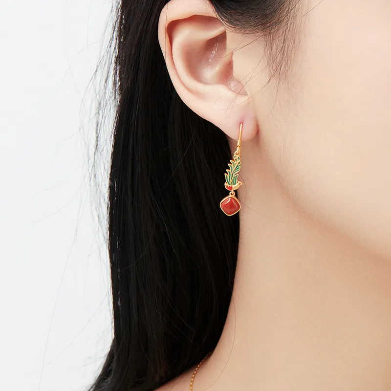 MAMADESHOUHU Agate Jade Earrings Women's-7