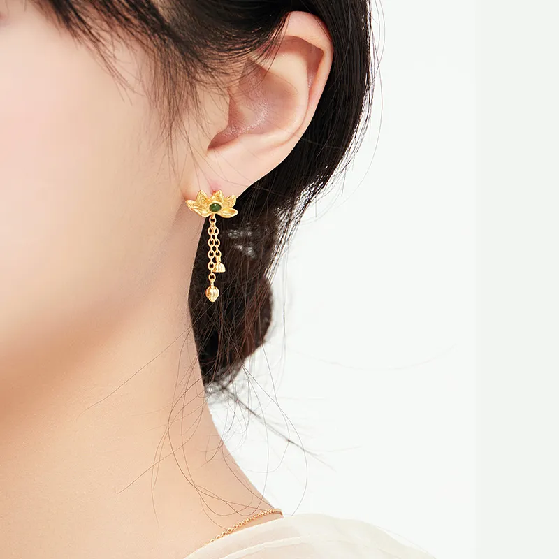 MAMADESHOUHU Hetian Jade Earrings Jasper Women's-5