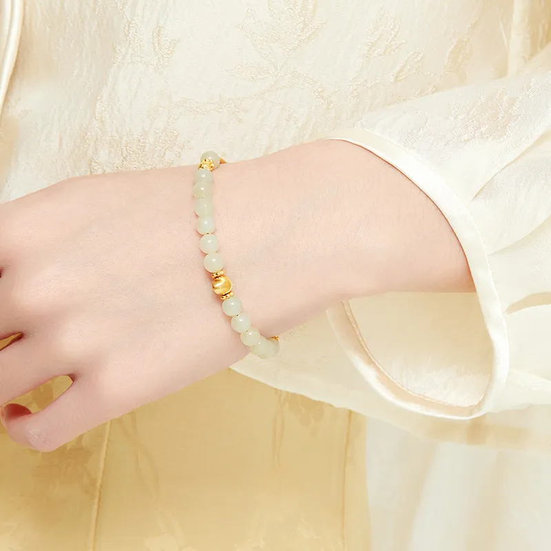 MAMADESHOUHU Hetian Jade Bracelets Pale Greenish White Jade Women's-5