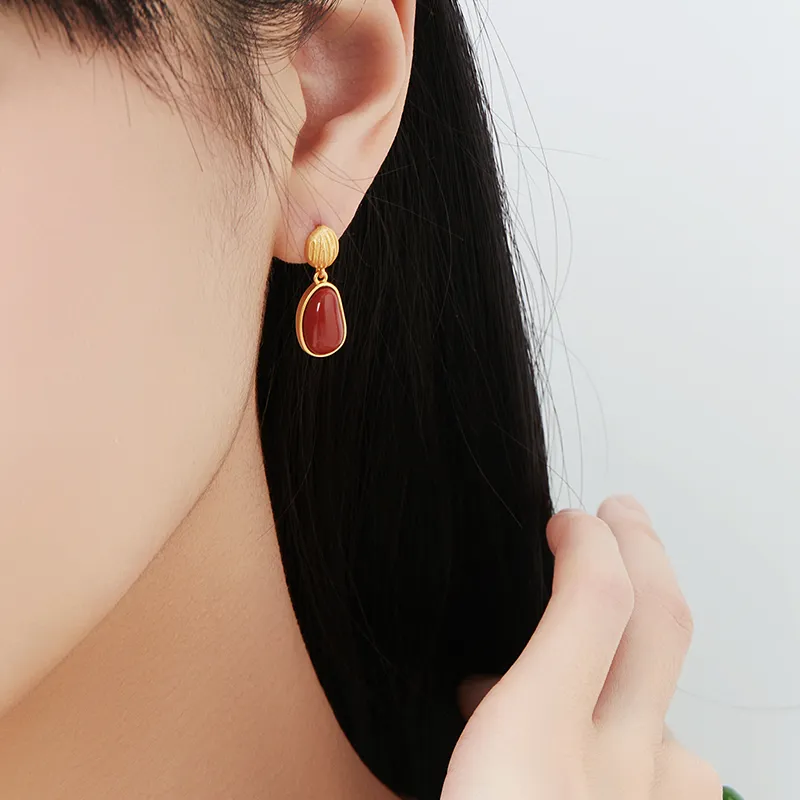 MAMADESHOUHU Agate Jade Earrings Women's-7