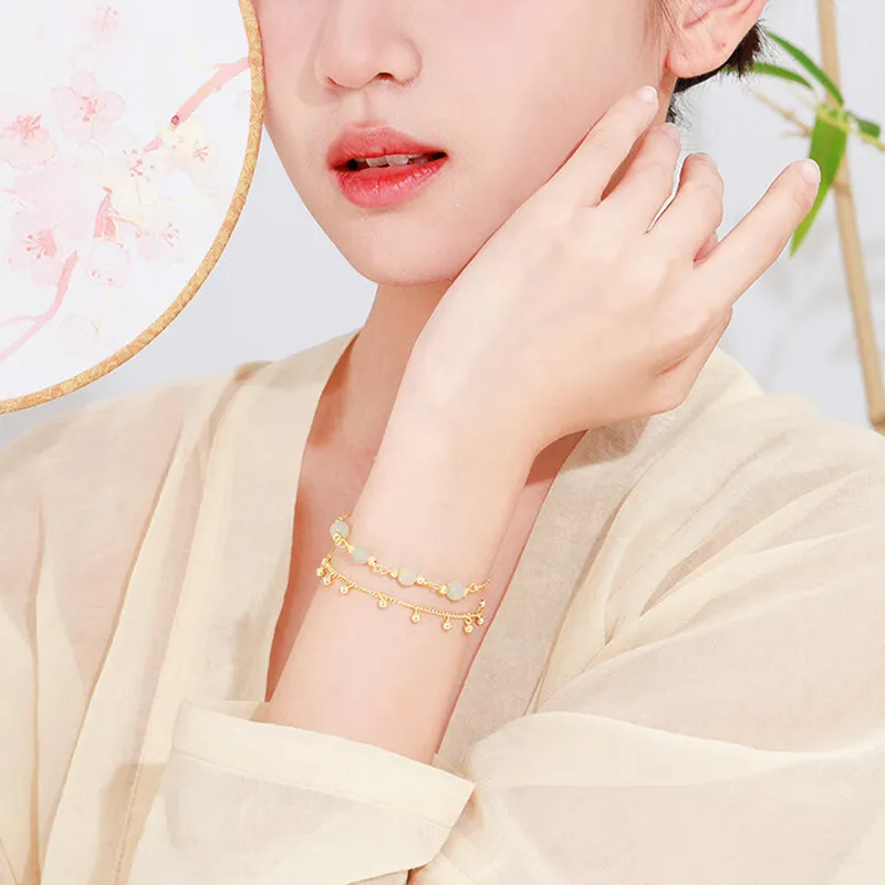 MAMADESHOUHU Hetian Jade Bracelets Pale Greenish White Jade Women's-4