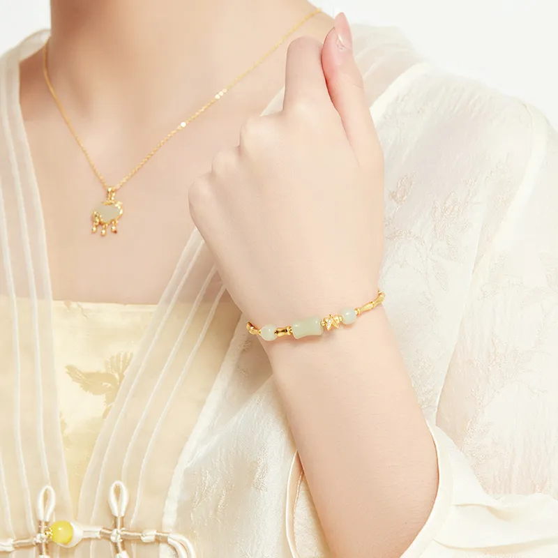 MAMADESHOUHU Hetian Jade Bracelets Pale Greenish White Jade Women's-5