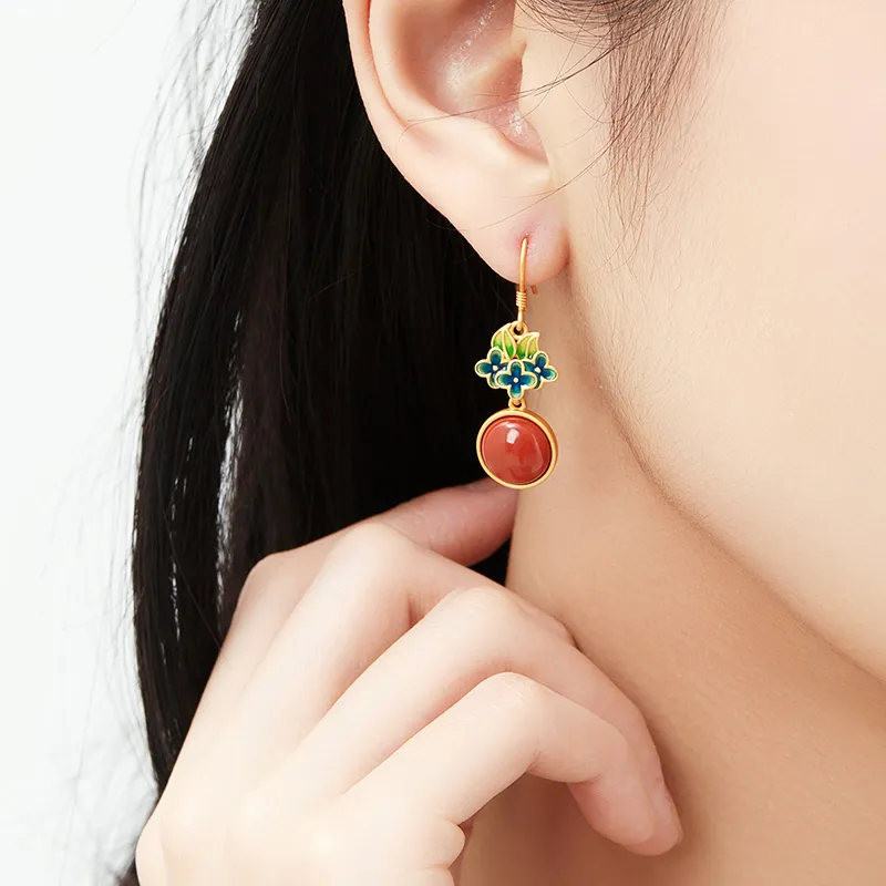 MAMADESHOUHU Agate Jade Earrings Women's-7