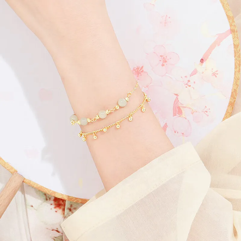 MAMADESHOUHU Hetian Jade Bracelets Pale Greenish White Jade Women's-5