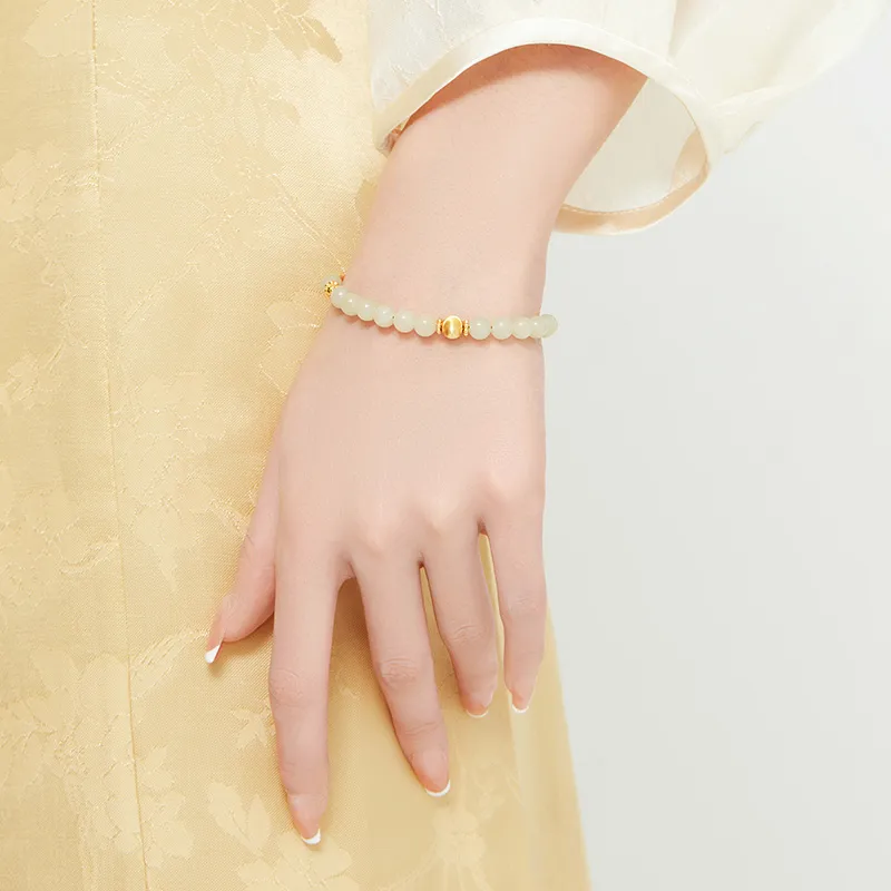 MAMADESHOUHU Hetian Jade Bracelets Pale Greenish White Jade Women's-4