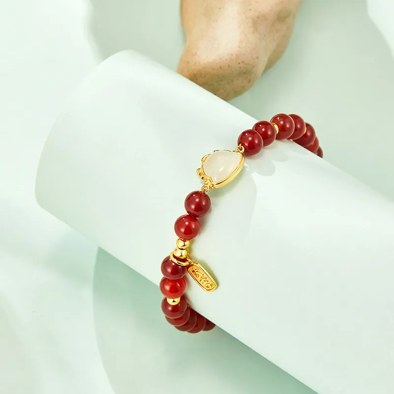 MAMADESHOUHU Agate Bracelet Pale Greenish White Jade Women's-8