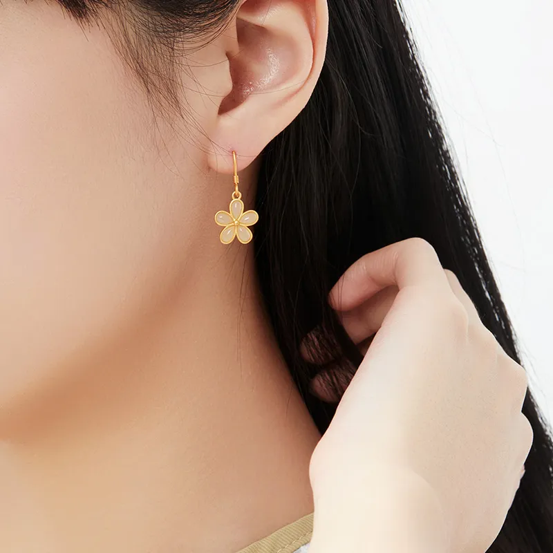 MAMADESHOUHU Hetian Jade Earrings Pale Greenish White Jade Women's-7