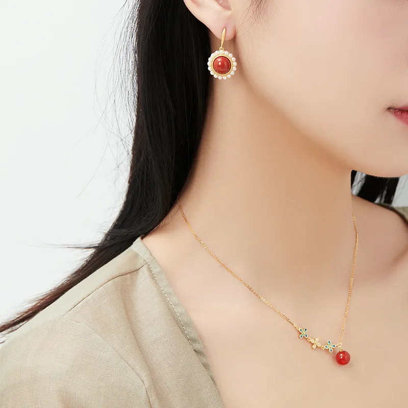 MAMADESHOUHU Agate Jade Earrings Women's-7