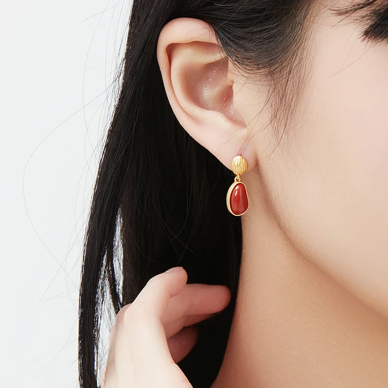 MAMADESHOUHU Agate Jade Earrings Women's-6