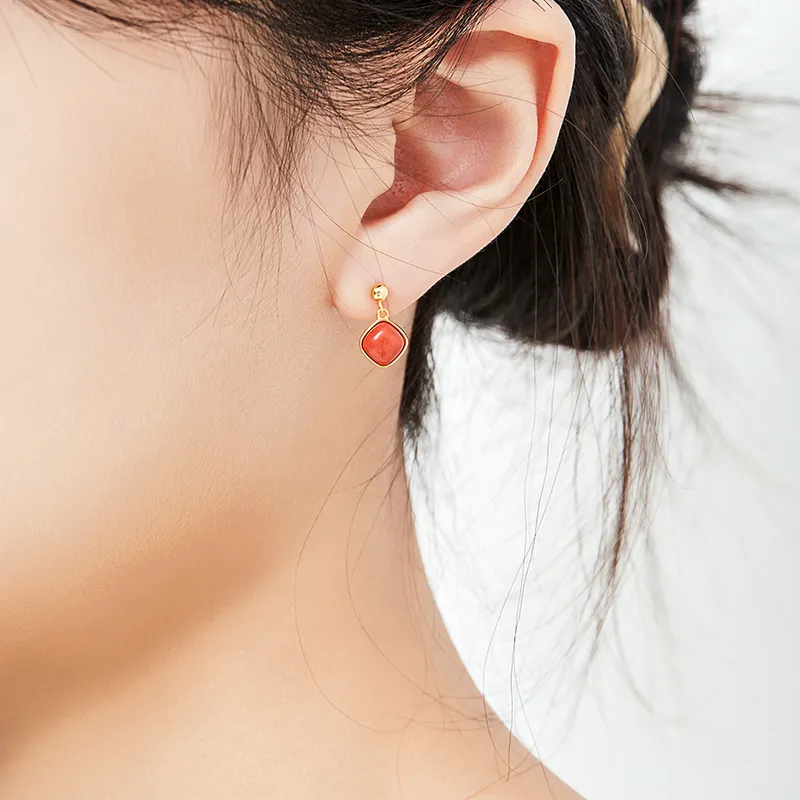 MAMADESHOUHU Agate Jade Stud Earrings Women's-6