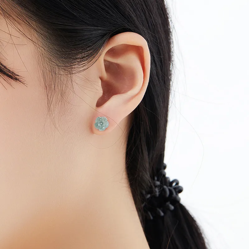 MAMADESHOUHU Ice Glutinous Jadeite Stud Earrings Women's-4