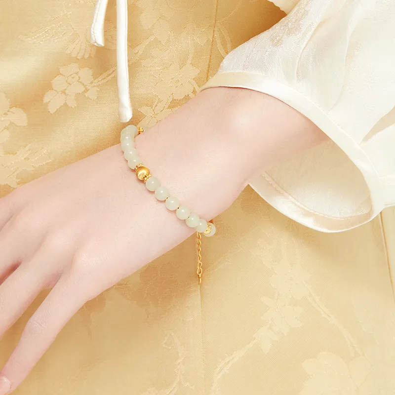 MAMADESHOUHU Hetian Jade Bracelets Pale Greenish White Jade Women's-7