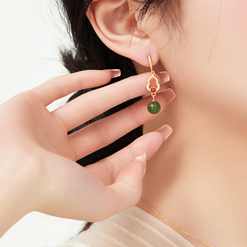 MAMADESHOUHU Hetian Jade Earrings Jasper Women's-6