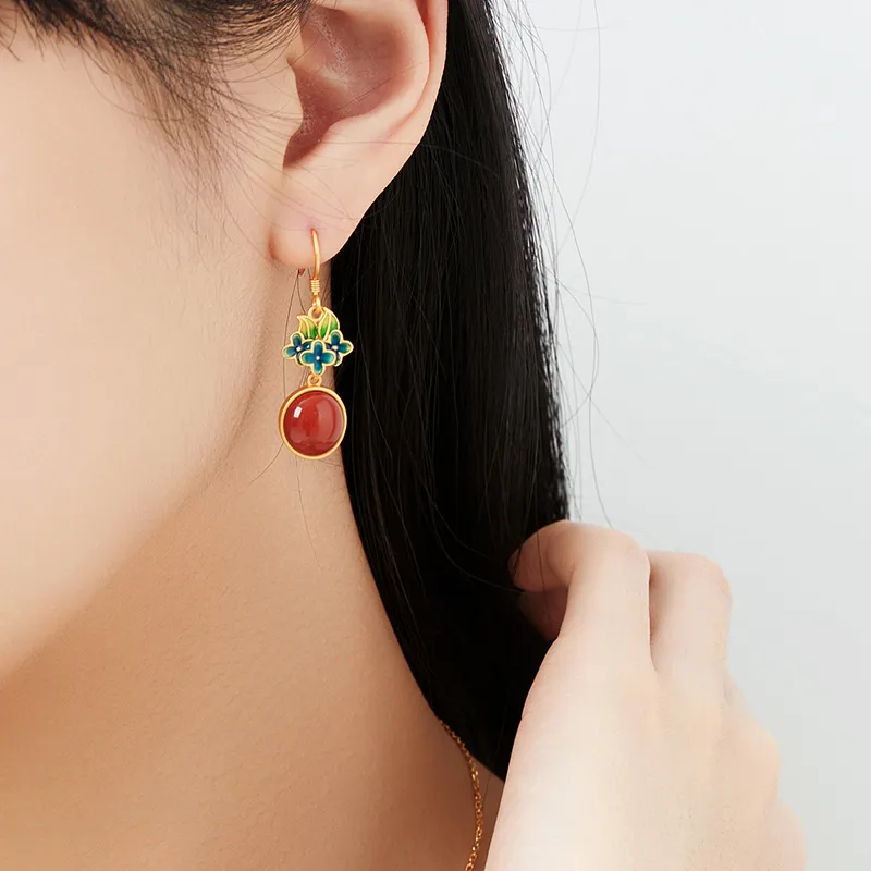 MAMADESHOUHU Agate Jade Earrings Women's-6