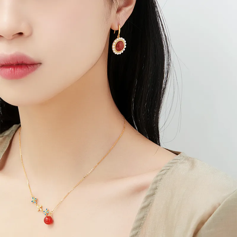 MAMADESHOUHU Agate Jade Earrings Women's-5