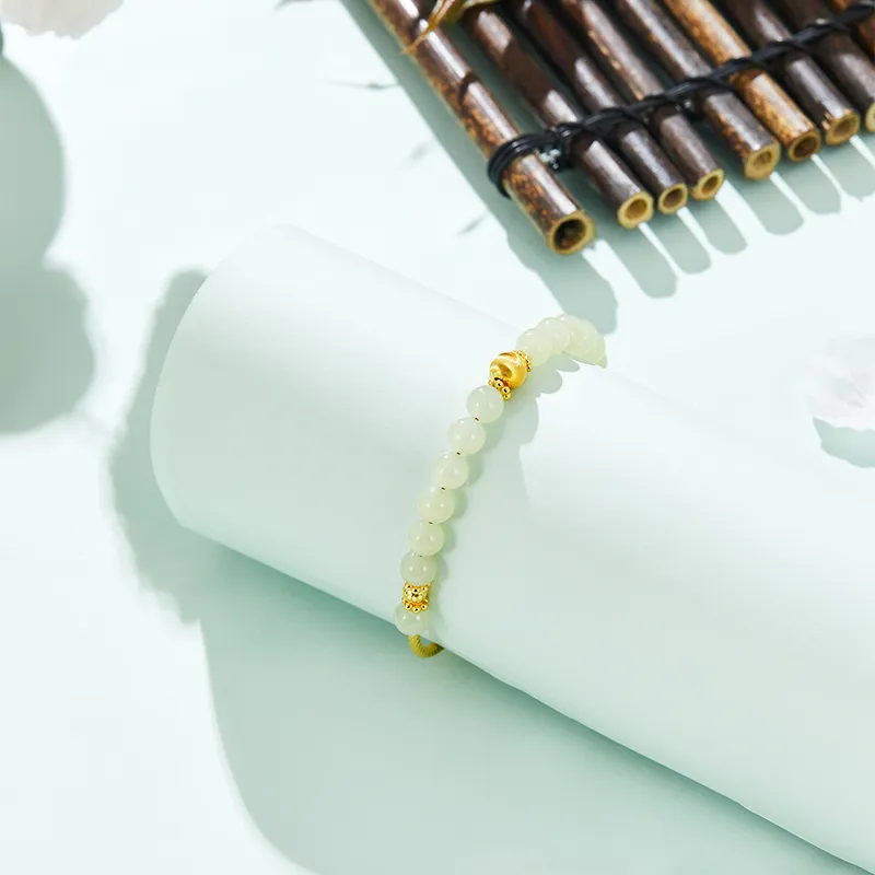 MAMADESHOUHU Hetian Jade Bracelets Pale Greenish White Jade Women's-8