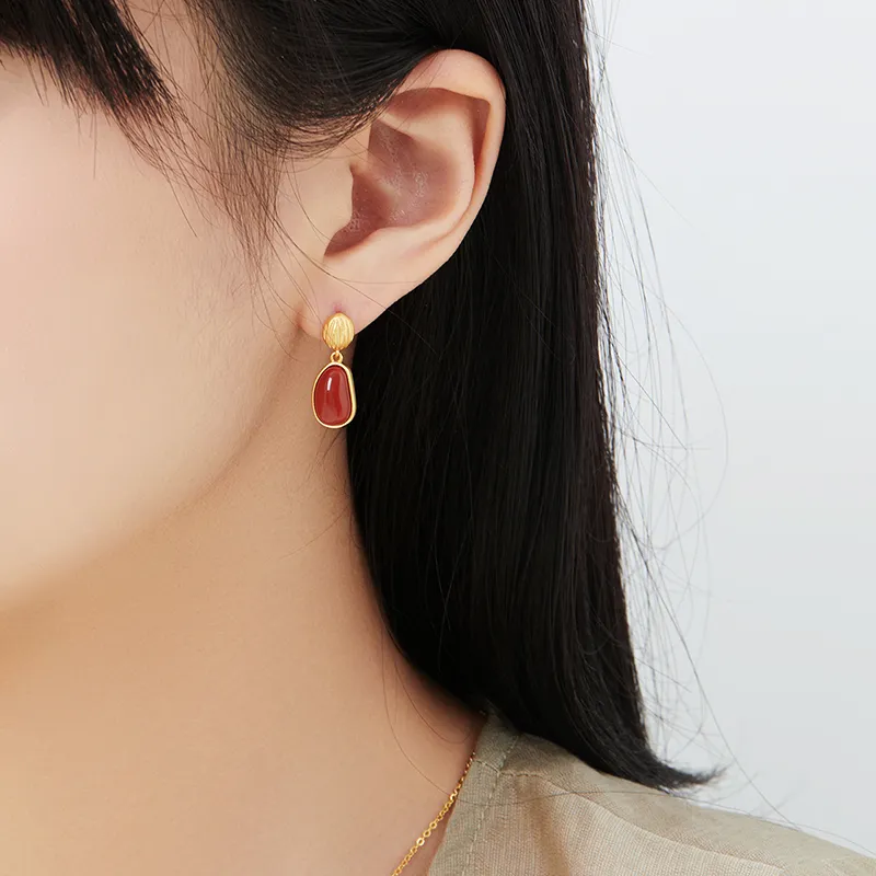 MAMADESHOUHU Agate Jade Earrings Women's-8