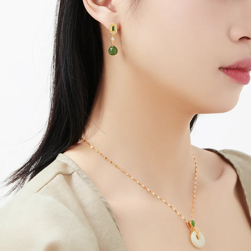 MAMADESHOUHU Hetian Jade Earrings Jasper Women's-7