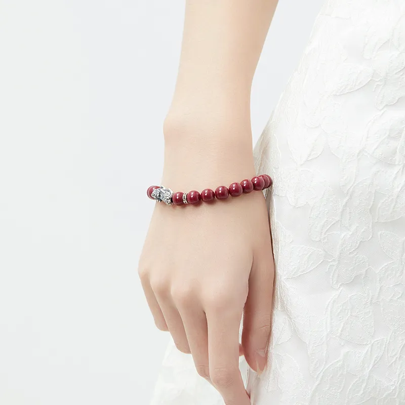 MAMADESHOUHU Reconstructed Cinnabar Bracelets Women's-6