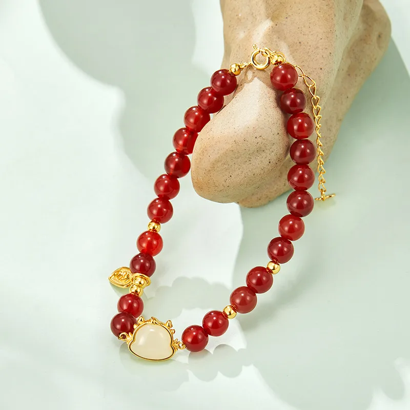 MAMADESHOUHU Agate Bracelet Pale Greenish White Jade Women's-9