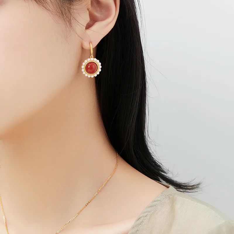 MAMADESHOUHU Agate Jade Earrings Women's-6