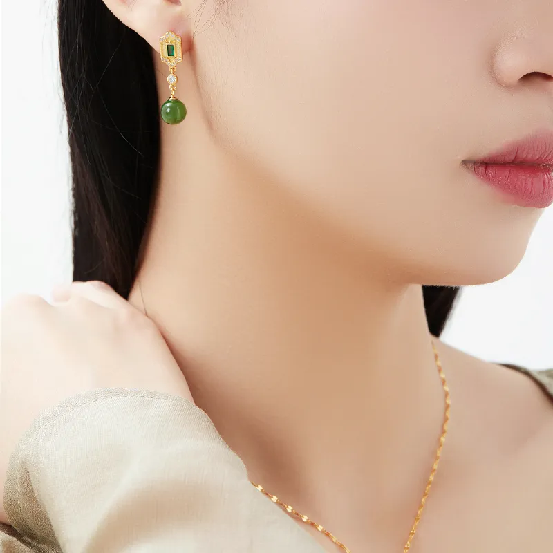 MAMADESHOUHU Hetian Jade Earrings Jasper Women's-8