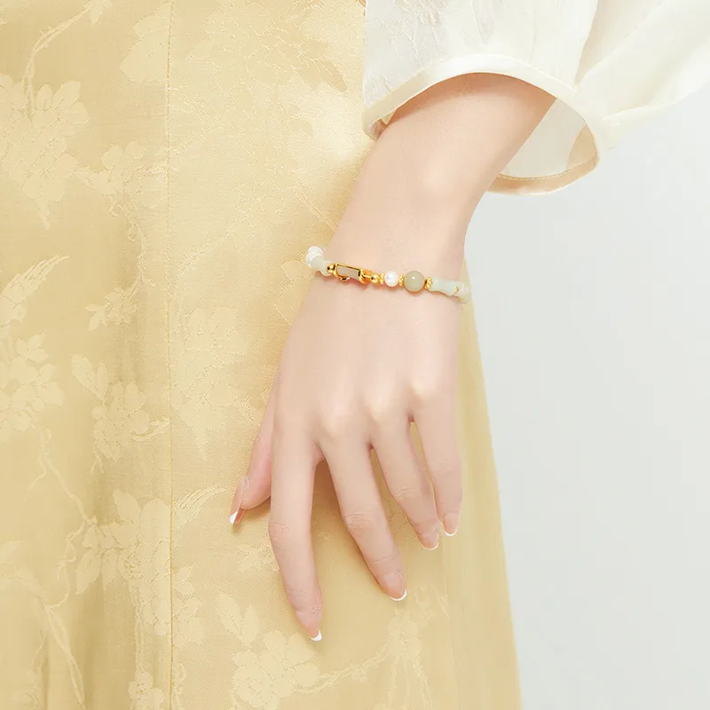 MAMADESHOUHU Hetian Jade Bracelets Pale Greenish White Jade Women's-4